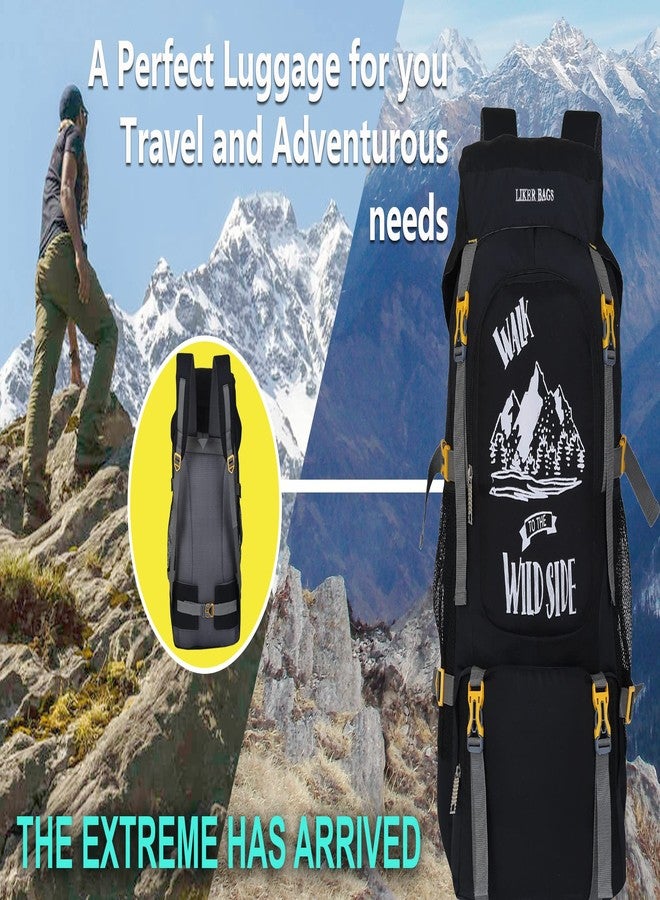 Liker Bag 65 L Camping Trekking Hiking Backpack Travel Bag Front & Top Loading Rucksack/Water Proof Rain Cover for Outdoor Sport (Black) - Image 2
